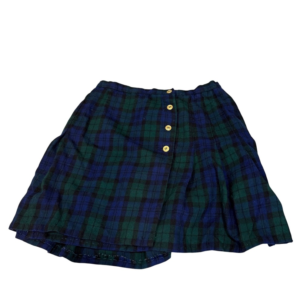 VTG Pendleton Classic Women green Plaid  Wool Skirt Size 12‎ academia preppy